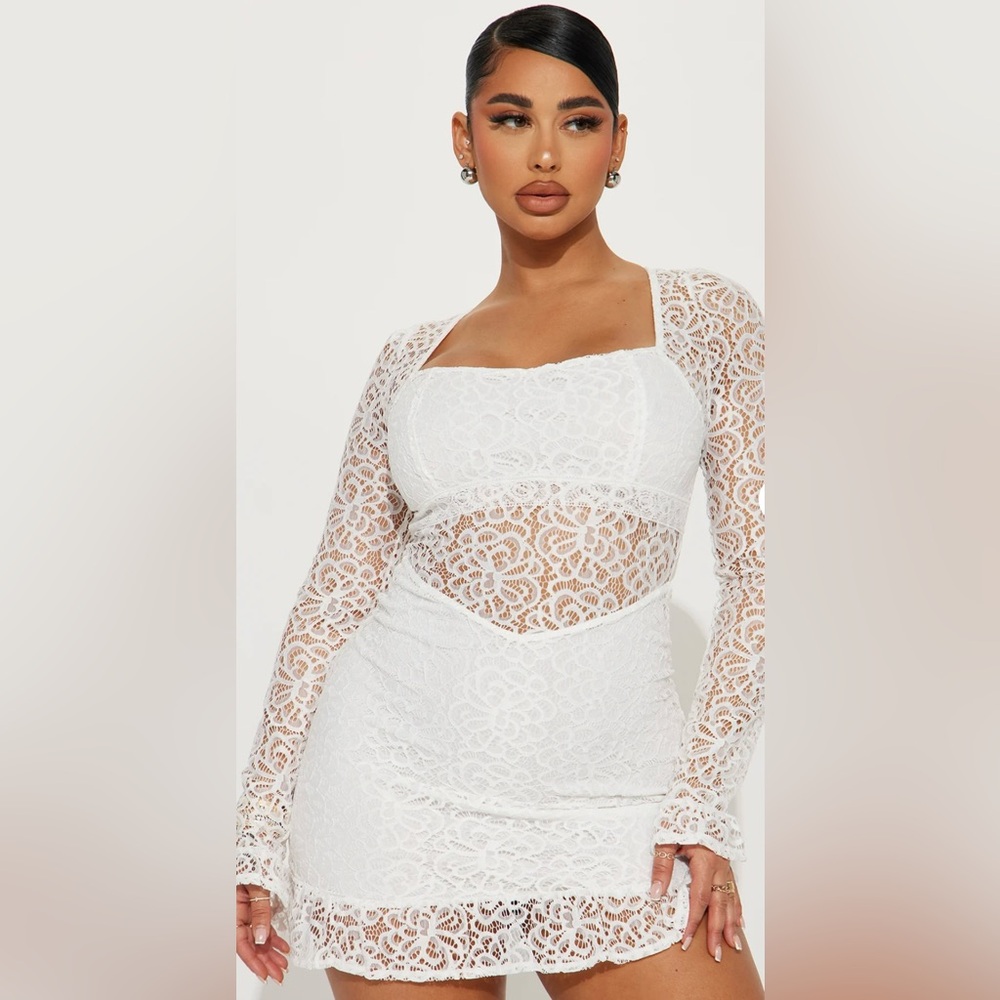 Sophia Lace Mini Dress - White